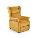 Recliner Haustin, mustard color velvet, H107-83x75x92-160cm, seat H45cm