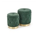 Set of 2 poufs Holly, dark green, D40cm, H44cm / D33cm, H38cm