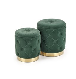 Set of 2 poufs Holly, dark green, D40cm, H44cm / D33cm, H38cm