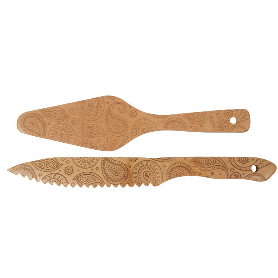 Bamboo cake showel and knife, 25.5x6cm