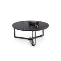 Coffee table Hantica, black marble look, MDF/Steel, D80cm, H36cm