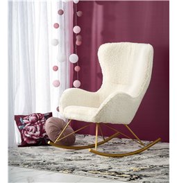 Rocking chair Hilberto, cream color boucle fabric, H78x77x67cm, seat H45cm