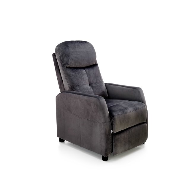Recliner chair Helipe, black velvet, H103-76x64x84-135cm, seat H48cm