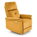 Electric recliner Hemiro, mustard color velvet, USB charging socket, W90-170x80cm, H92-108cm, seat H46cm