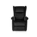 Recliner Haustin, black velvet, H107-83x75x92-160cm, seat H45cm