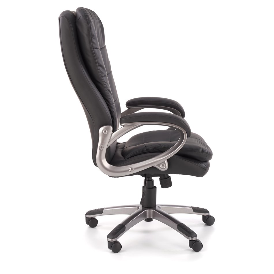 Office chair Heston, black eco leather, W114-124x66cm, H72cm, seat H49-59cm