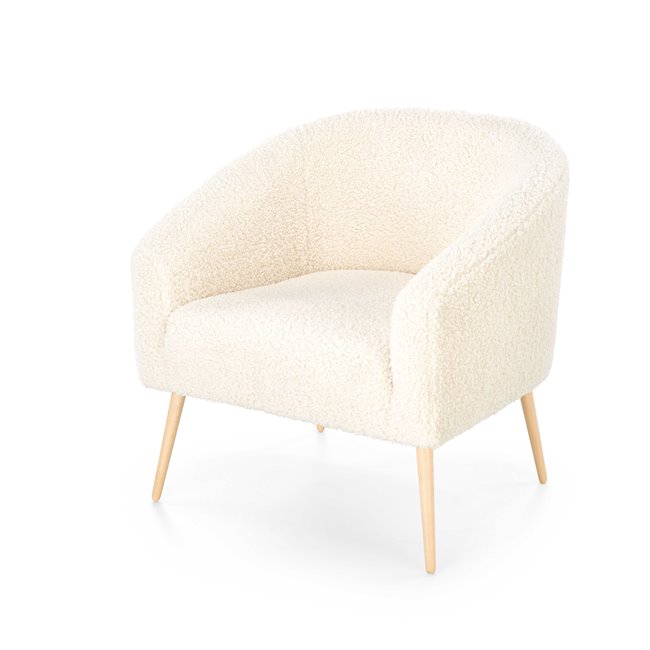 Lounge chair Hrifonetti-W, cream color boucle fabric, H78x67x77cm, seat H45cm