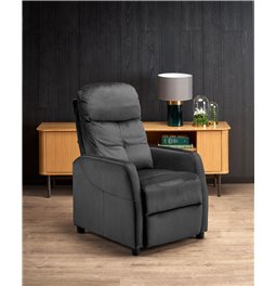 Recliner chair Helipe, black velvet, H103-76x64x84-135cm, seat H48cm