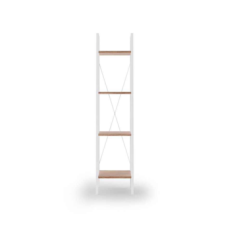 Shelf Harvik, white/oak color, MDF/steel, H148x34x32cm