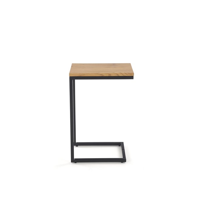 Side table Hisan, black/oak color, MDF/steel, H60x40x30cm