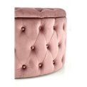 Ottoman with storage box Hunez, pink velvet, D70cm, H40cm