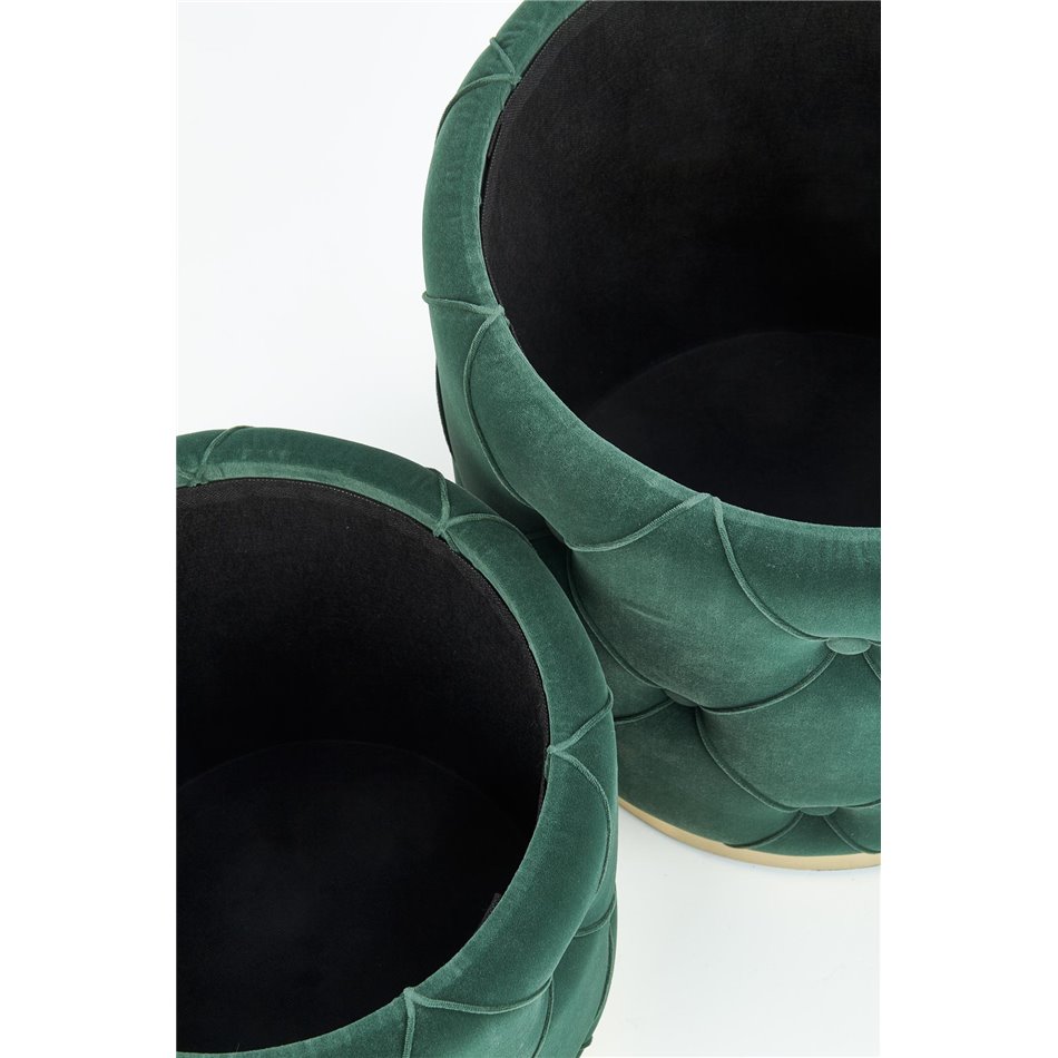 Set of 2 poufs Holly, dark green, D40cm, H44cm / D33cm, H38cm