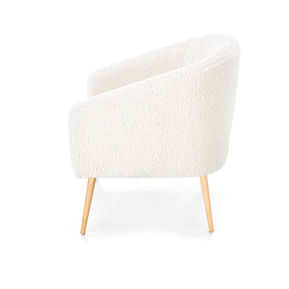Lounge chair Hrifonetti-W, cream color boucle fabric, H78x67x77cm, seat H45cm