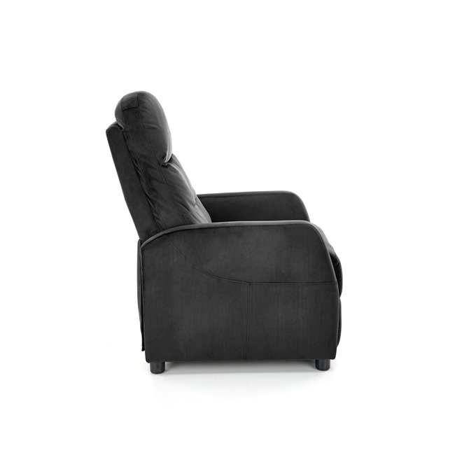 Recliner chair Helipe, black velvet, H103-76x64x84-135cm, seat H48cm