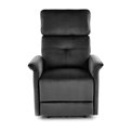 Electric recliner Hemiro, black velvet, USB charging socket, W90-170x80cm, H92-108cm, seat H46cm