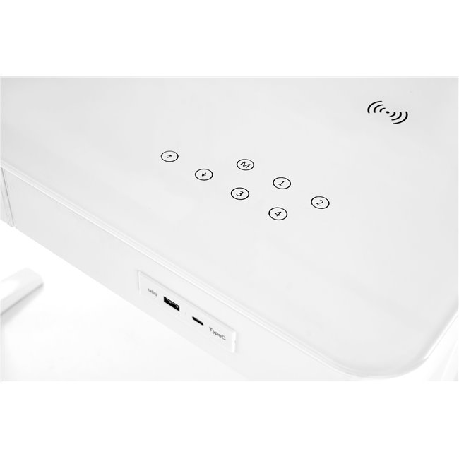 Письменный стол Hendryss, с электронной регулировкой высоты, белый, стекло/сталь, H77-120x120x60см