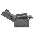 Recliner Haustin, grey velvet, H107-83x75x92-160cm, seat H45cm