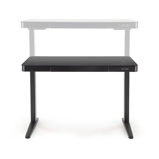 Desk Harloque, with electronic height adjustment function, black, glass/steel,  H77-120x120x60cm