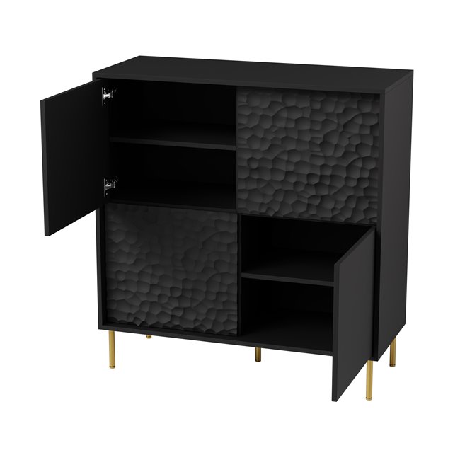 Sideboard Haulet, black/gold color, H105x100x41cm