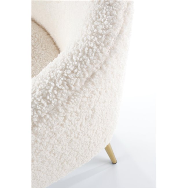 Lounge chair Hrifonetti-W, cream color boucle fabric, H78x67x77cm, seat H45cm