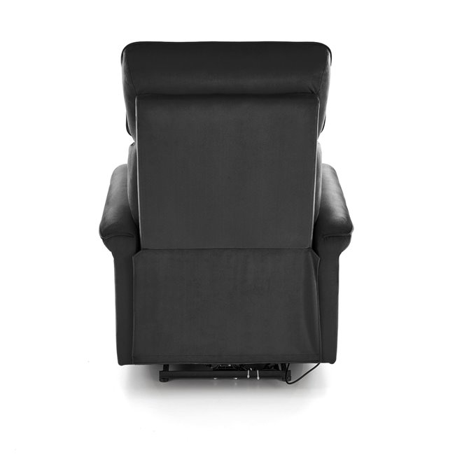 Electric recliner Hemiro, black velvet, USB charging socket, W90-170x80cm, H92-108cm, seat H46cm