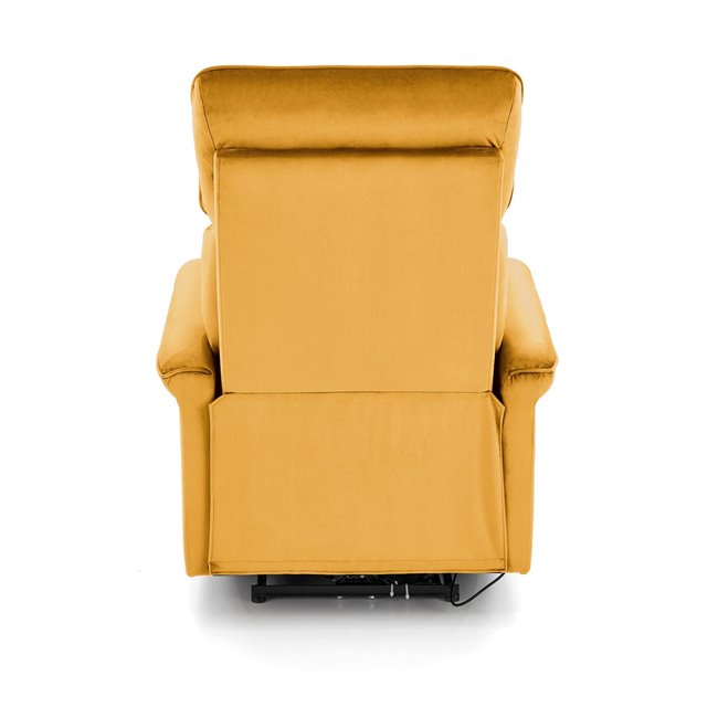 Electric recliner Hemiro, mustard color velvet, USB charging socket, W90-170x80cm, H92-108cm, seat H46cm