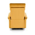Electric recliner Hemiro, mustard color velvet, USB charging socket, W90-170x80cm, H92-108cm, seat H46cm