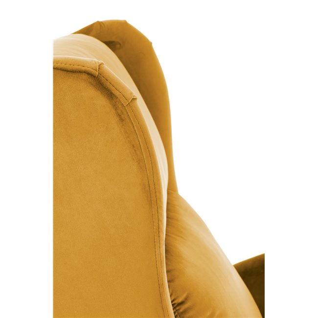 Recliner Haustin, mustard color velvet, H107-83x75x92-160cm, seat H45cm