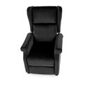 Recliner Haustin, black velvet, H107-83x75x92-160cm, seat H45cm