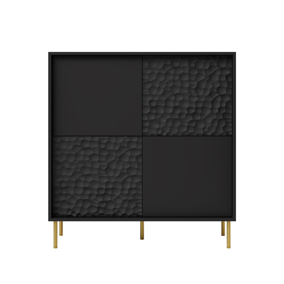 Sideboard Haulet, black/gold color, H105x100x41cm