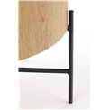 Side table Haroklyn, natural oak/black color, MDF/steel, D45cm, H45cm