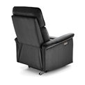 Electric recliner Hemiro, black velvet, USB charging socket, W90-170x80cm, H92-108cm, seat H46cm