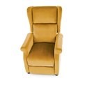 Recliner Haustin, mustard color velvet, H107-83x75x92-160cm, seat H45cm