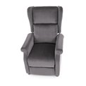 Recliner Haustin, grey velvet, H107-83x75x92-160cm, seat H45cm