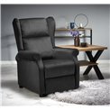 Recliner Haustin, black velvet, H107-83x75x92-160cm, seat H45cm