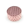 Ottoman with storage box Hunez, pink velvet, D70cm, H40cm