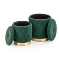 Set of 2 poufs Holly, dark green, D40cm, H44cm / D33cm, H38cm