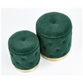 Set of 2 poufs Holly, dark green, D40cm, H44cm / D33cm, H38cm