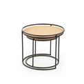 Side table set Hando, 2 pcs, black/natural, steel/rattan, D51cm, H42cm / D41cm, H37cm
