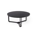 Coffee table Hantica, black marble look, MDF/Steel, D80cm, H36cm