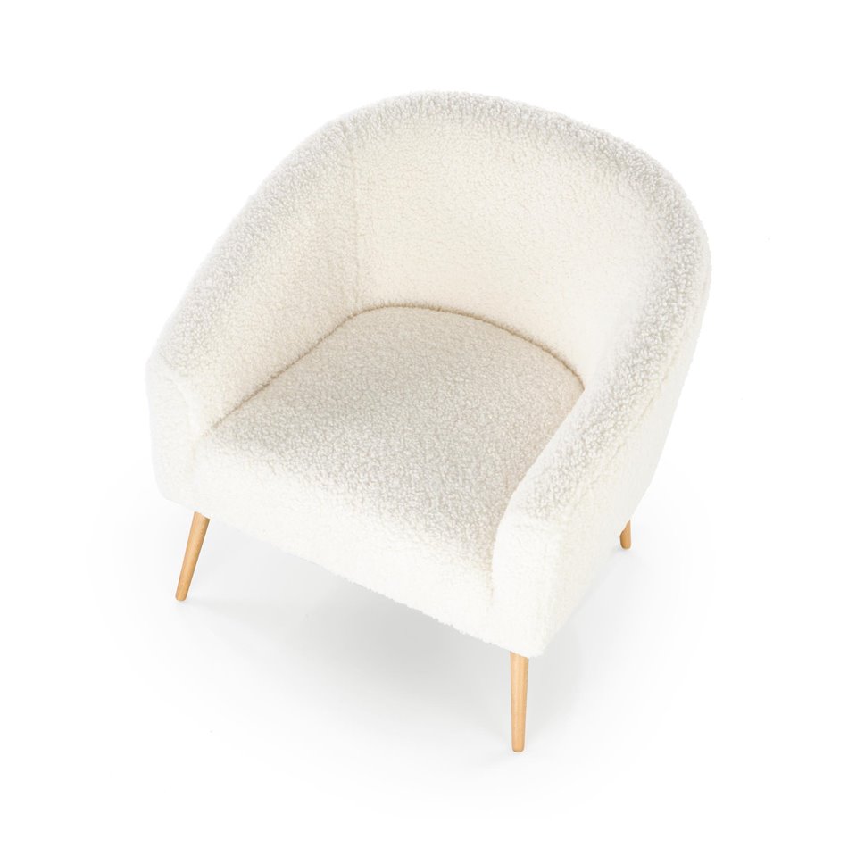 Lounge chair Hrifonetti-W, cream color boucle fabric, H78x67x77cm, seat H45cm