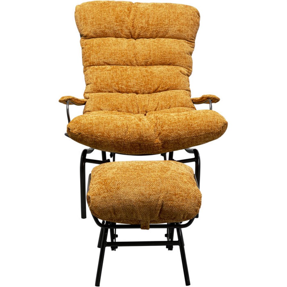 Armchair Vienna Swing and stool, yellow color, 105x83x52cm