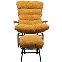 Armchair Vienna Swing and stool, yellow color, 105x83x52cm