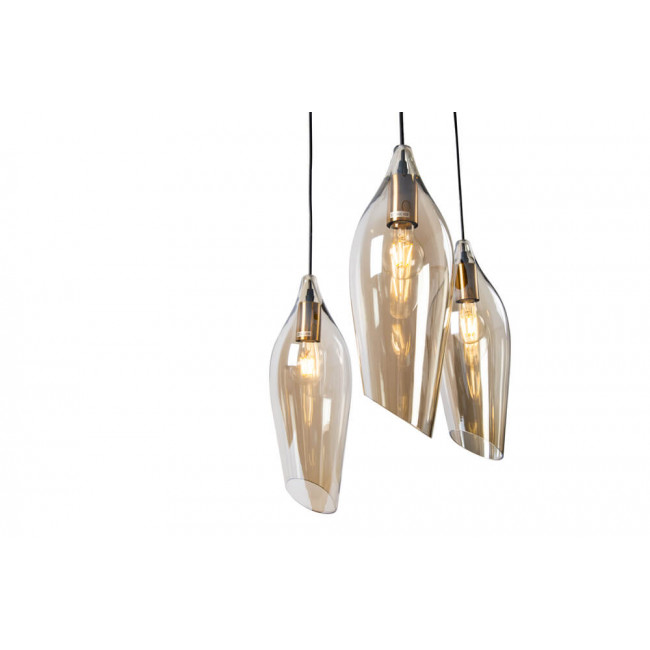Pendant glass lamp  Rio-3, cognac color, H-51-156cm, Ø-46cm, E27 3x60W