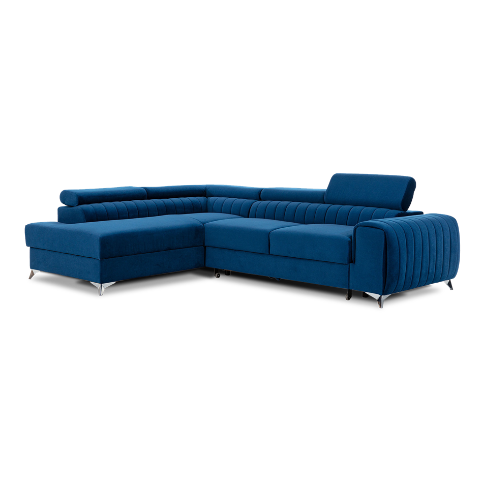 Corner sofa Elaurence L, Monolith 77, blue, H92x278x205cm