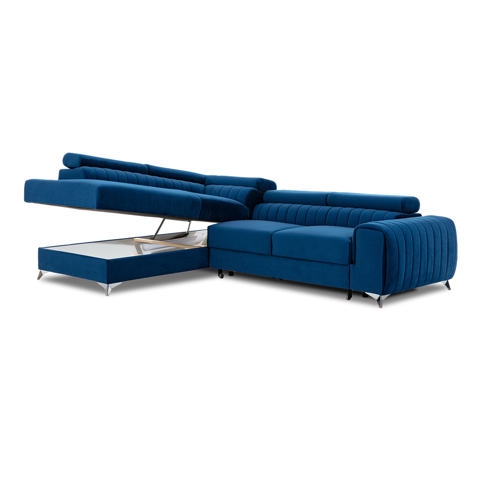 Corner sofa Elaurence L, Monolith 77, blue, H92x278x205cm