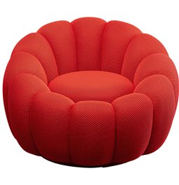 Swivel armchair Peppo Bloom, red, H66xD94cm, seat height 40cm