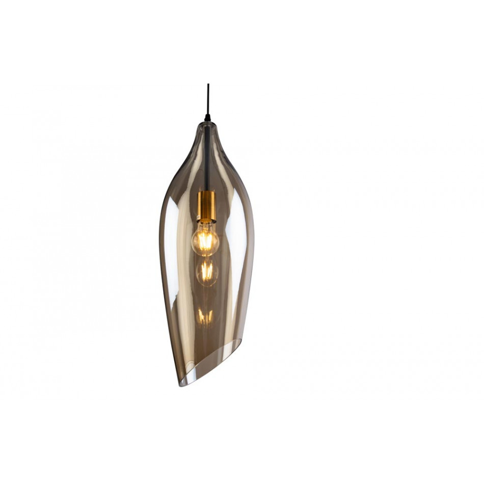 Pendant glass lamp  Rio, cognac color, H-60-135cm, Ø-20cm, E27 40W