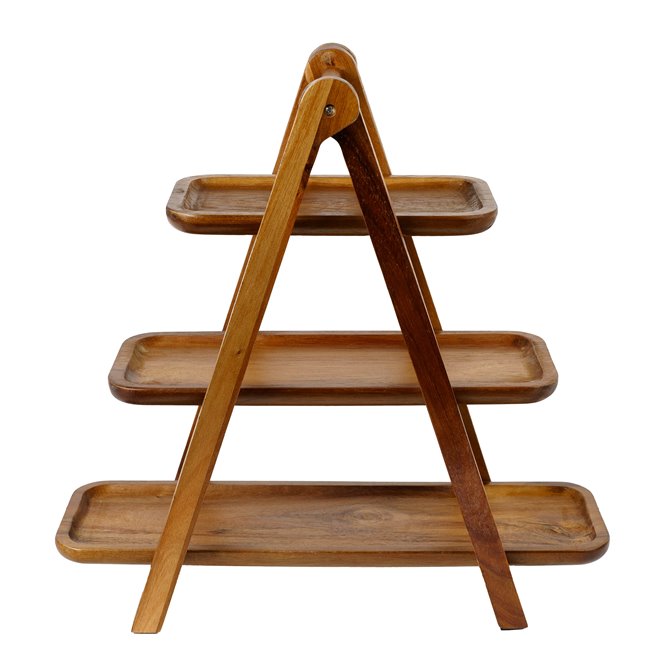 3 Tier Acacia wood serving stand, H39.5x17.2x38.5ccm