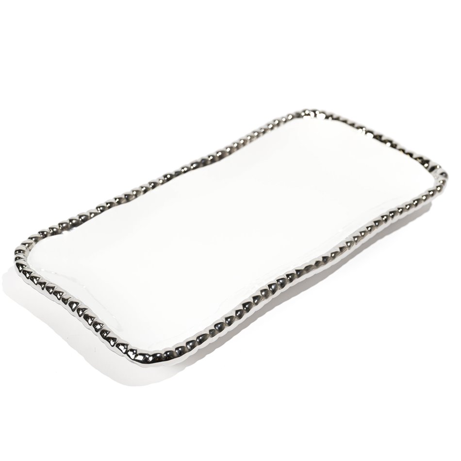 Ceramic fruit plate Gavi 2, white gold25.5x13x2.5cm
